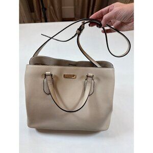 Kate Spade New York Beige Leather Crossbody Tote Handbag Gold Hardware